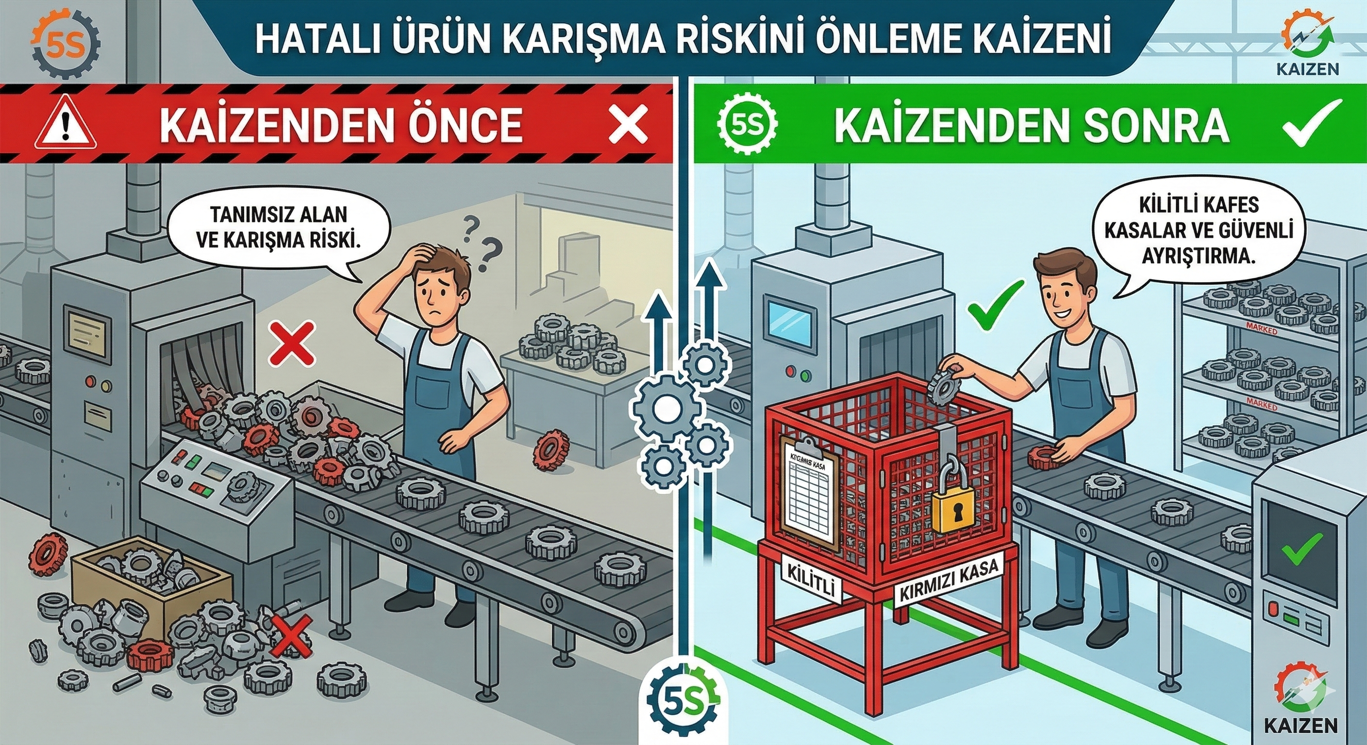Kilitli hat Red Kasaları ile Hatalı Ürün Karışma Riskini Önleme